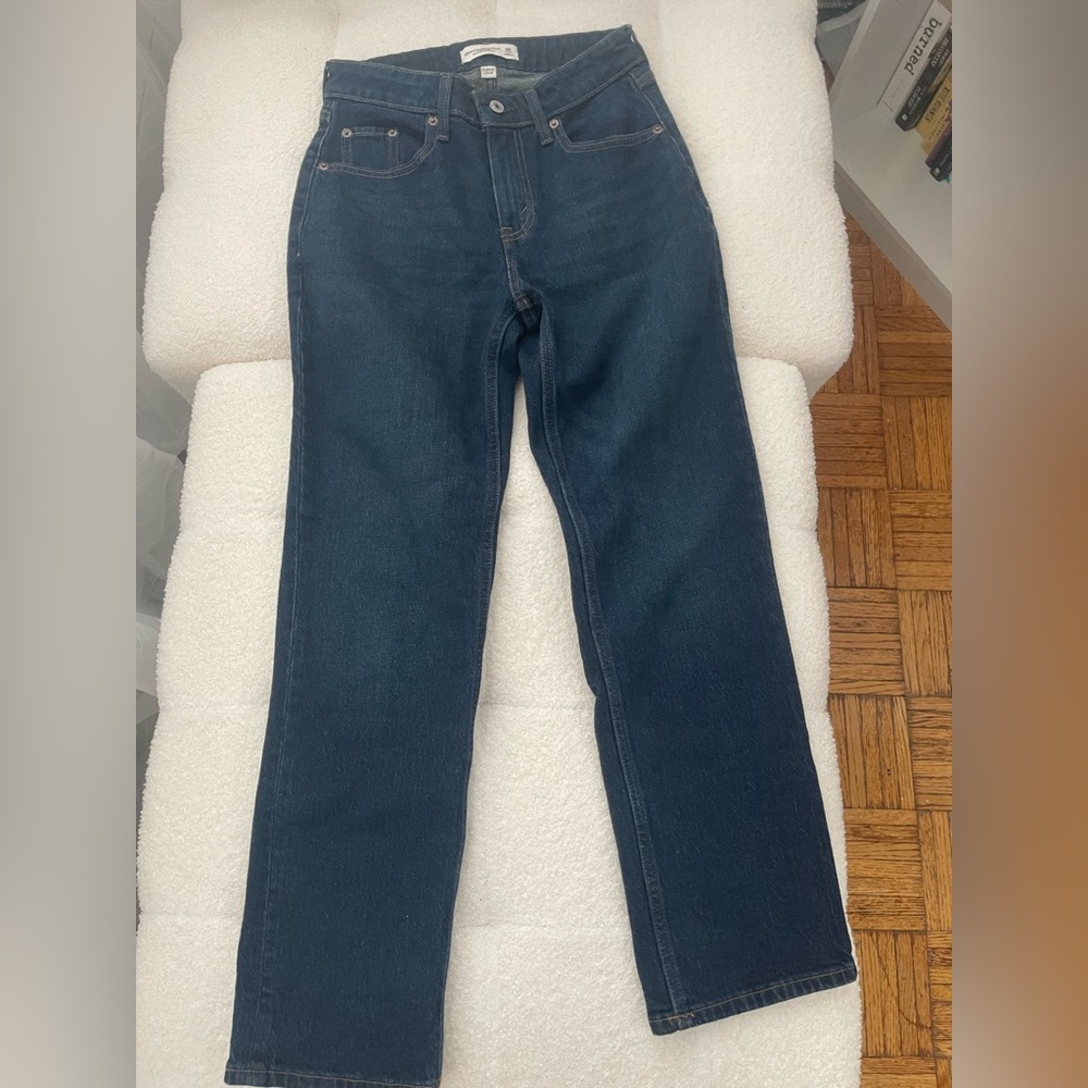 Abercrombie Mid-Rise 90s Straight Leg Jeans - Dark Blue